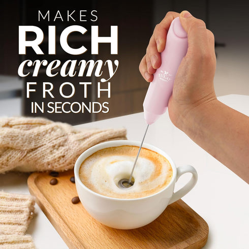 Zulay Kitchen Powerful Milk Frother Wand - Mini Milk Frother Handheld Stainless Steel - Battery Operated Drink Mixer for Coffee, Lattes, Cappuccin...