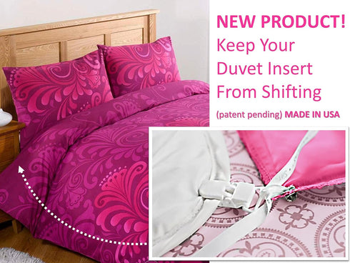 New! Duvet Clips to Secure Inserts- Complete Sleep Tight Bedding System- Includes Duvet Insert Clips and Pin Ties (12- Pieces Secure up to 3 Duvet...