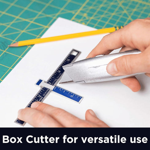 INTERNET'S BEST Premium Utility Knife Set | Retractable Box Cutter with Metal Handle | Heavy-Duty Cutting for Cardboard, Carpet, Plastic | Retract...