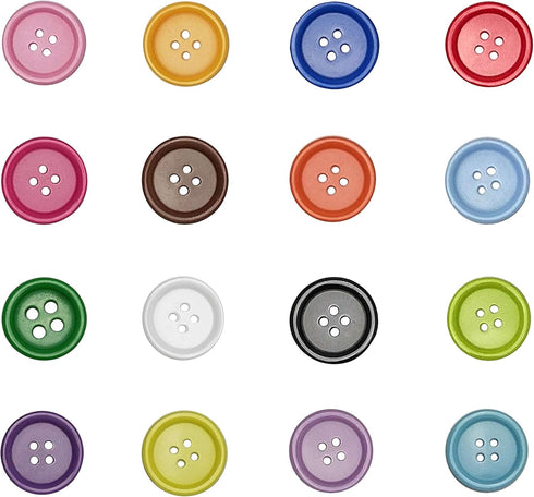 Libiline 100pcs Resin Button Solid Color 4Holes Craft Clothe Sewing Card Making Sweater Shirt (Multi-Color, 11/16"(17mm))...