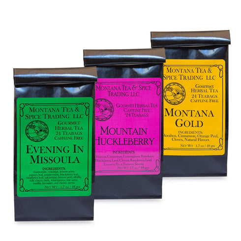 Montana Tea & Spice Combo Pack (Evening in Missoula, Montana Gold, Mt. Huckleberry)...