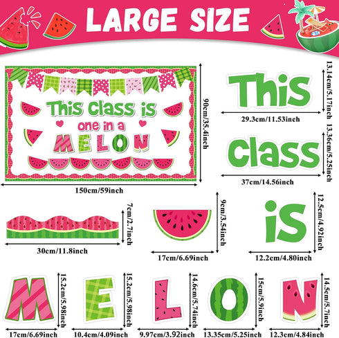 90 Pieces Watermelon Bulletin Board for Classroom Decoration One in a Melon Classroom Decorations Watermelon Paper Cutouts Sweet Summer Bulletin B...