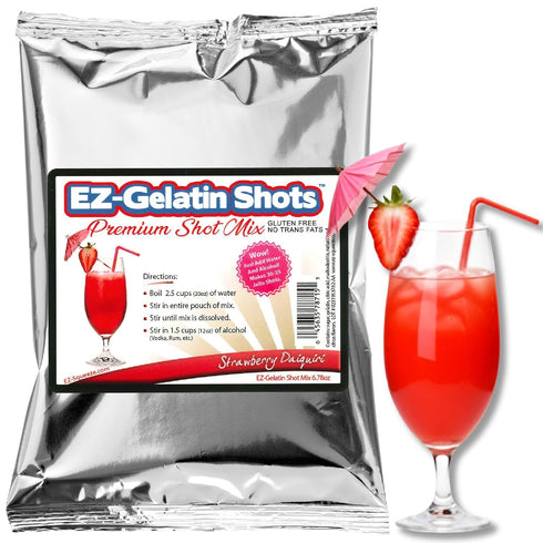 Strawberry Daiquiri Jello Shot Mix 6.78 oz - Premium Gluten-Free Jello Mix for Tasty Jello Shots - Easy to Make EZ Gelatin Powder Mix for Jello Sh...