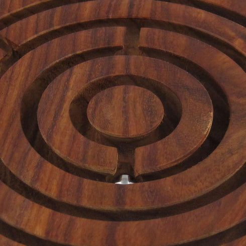 Ajuny Handcrafted Indian Wooden Round Labyrinth Ball Maze Puzzle Board Game Challenging Education Game, Brain Teaser for Kids, Adults...
