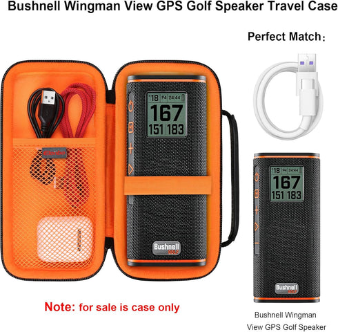 Carrying Case for Bushnell Wingman View GPS Golf Speaker, Golf Bluetooth Speaker Travel Bag Storage Holder, Extra Mesh Pocket Fits USB Charging Ca...