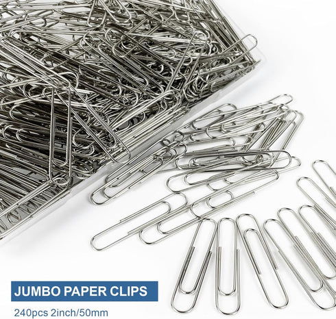 Jumbo Paper Clips, 240pcs 2 Inch Large Silver Paper Clip, Big PaperClips for Paperwork Office School and Personal Use...