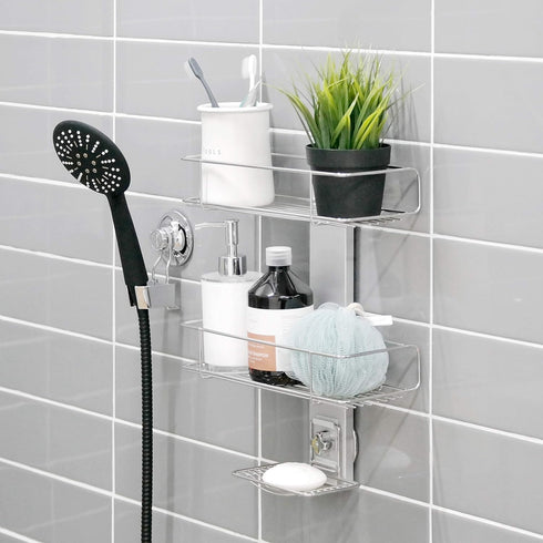 BATHBEYOND Shower Caddy Suction Cup Tier Shower Shelf - Adjustable Shower Caddy 400 Stainless Steel No-Drilling and Extra Adhesive Sticker for Mor...