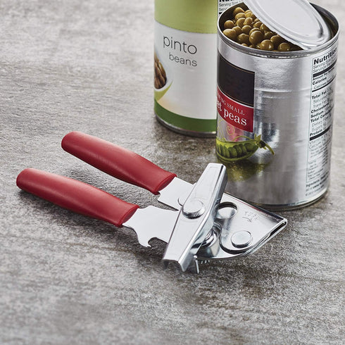 Portable Can Opener with Sharp Blade, Manual Hand Held, 2-in-1 Can and Bottle Opener, Made of Steel, Easy Turn Knob, Basic Kitchen Essentials (Gre...