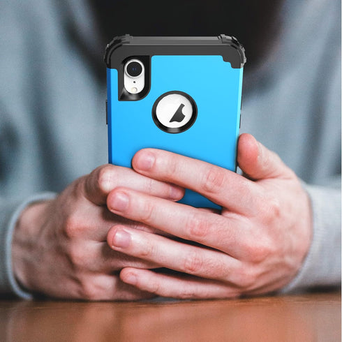IDweel for iPhone XR Case with Tempered Glass Screen Protector,3 in 1 Shockproof Slim Hybrid Heavy Duty Hard PC Cover Soft Silicone Bumper Full Bo...