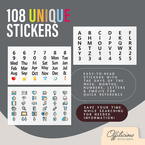 25 Manila Index Card Box Dividers 3x5" - Index Card Dividers with Tabs & 108 Easy-Read Stickers, Index Card Monthly Dividers, Recipe Guides, Greet...