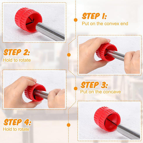 4 Pieces Copper Pipe Cleaner and Reamer Set, Include 2 Pieces Copper Pipe Cleaner and 2 Pieces Reamer, 4 In 1 Pipe Deburring Brush for PVC PPR Cop...