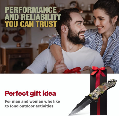 2.95” Legal Pocket Knife - Camo Folding Knife - Military Style - Small Sharp Tactical Knives - Best for Hunting Work Outdoor Activities - Mens Gif...