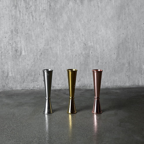 Viski Japanese Style Double Jigger for Cocktails, Bar Kit Essential, 1oz and 2oz with Interior Measurements, Gold...