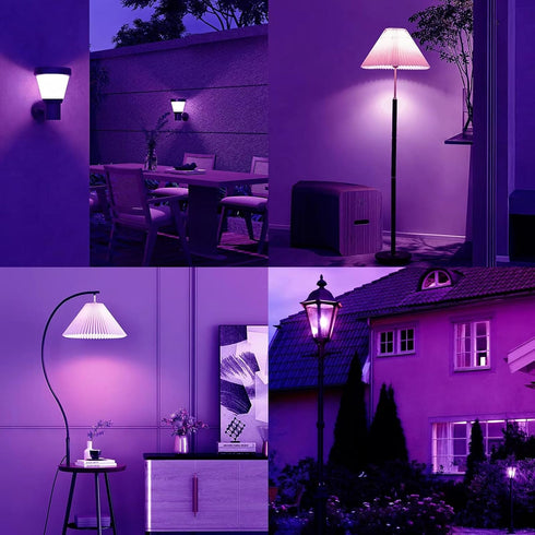 Purple Light Bulbs for Outdoor Porch, 9W(60W Equivalent) E26 Base LED Purple Bulb for Halloween Christmas Wedding,Party,Bar,Holiday Lighting,Home ...