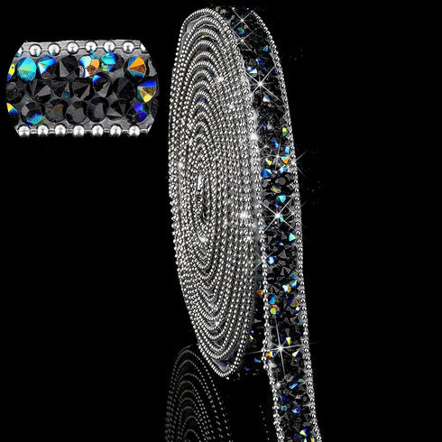 Hicarer 3 Yards Resin Rhinestone Ribbons for Wedding Self Adhesive Diamond Crystal Ribbon Roll Glitter Resin Diamond Belt Bling for Craft DIY Bag ...