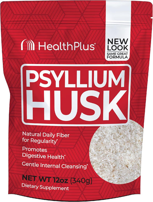 Health Plus, Psyllium Husk, 12 oz, 48 Servings - Natural Detox, Daily Dietary Fiber Supplement, Constipation Relief, Gentle Gut Cleanse, Keto Baki...
