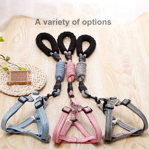 Dog Harness and Leash Set Adjustable Heavy Duty No Pull Puppy Pet Back Clip Halter Harnesses Anti-Twist Walking Rope Nylon Leashes for Large Mediu...
