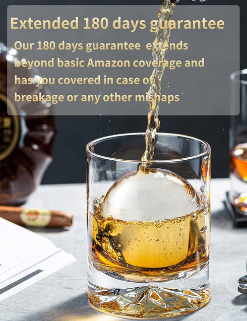 JBHO Hand Blown Crystal Double Old Fashioned Cocktail, Solid Whiskey Glasses, Rocks Glasses, Lowball Glasses - 12 Ounce - set of 2 - Perfect Size ...