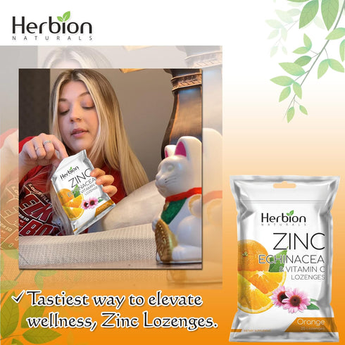 Herbion Naturals Zinc, Echinacea & Vitamin C Lozenges with Natural Orange Flavor - 25 CT – Dietary Supplement – Supports Immune System – Promotes ...