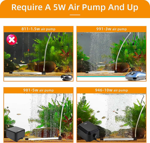 hygger Bubble Curtain Wall Aquarium Air Stone Kit, Fish Tank Air Bubbler Dissolved Oxygen Aerator Stone with Air Tubing Diffuser Bubbling Decorati...