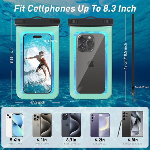 Waterproof Phone Pouch?Universal Case Compatible for iPhone 15 14 13 Pro Max XS Plus Samsung Galaxy S22 Cellphone Up to 8.3", IPX8 Under Water Bea...