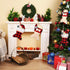 Skylety 2 Pieces Pet Christmas Stockings Buffalo Plaid Burlap 15 Inch Large Fish Shaped Bow Cat Christmas Stockings for Xmas Tree Home Holiday Par...