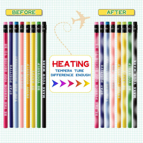 60 Pcs Inspirational Pencils Personalized Pencils with Name Cute Pencils Motivational Pencils for Student Color Changing Mood Pencils for Kids Sch...