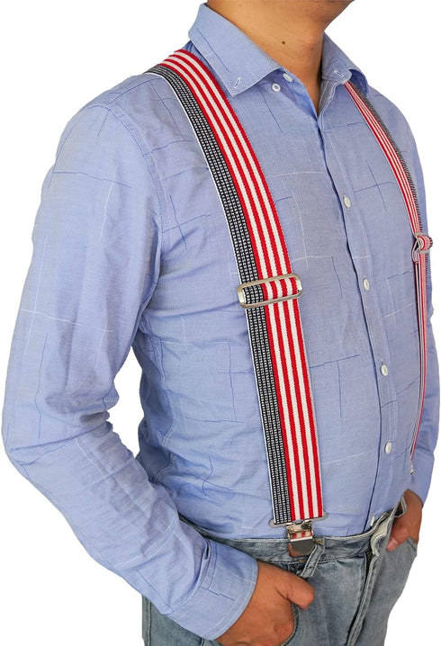 MELOTOUGH Men's Suspenders Fully Elastic 2 inch Wide X back Heavy Duty Work Suspenders...