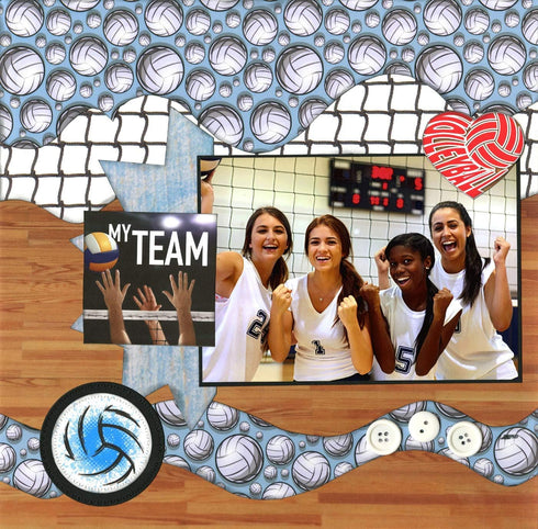Reminisce Game Day Volleyball Scrapbook Collection Kit Paper Crafts, Multi Color Palette 12x12 inches...