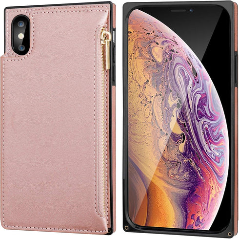 Bocasal Wallet Case for iPhone Xs Max with 3 Card Slots Cash Holder Zipper Design Premium PU Leather Sturdy Magnetic Closure 6.5 Inch(Rose Gold)...