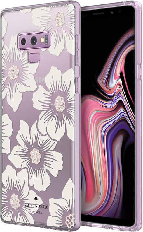 kate spade new york Defensive Hardshell Case for Samsung Galaxy Note9 - Hollyhock Floral Clear/Cream with Stones...