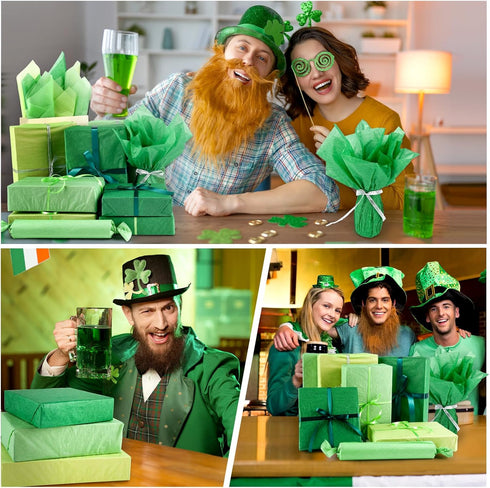 NACHLYNN 120 Sheets Green Tissue Paper Bulk 14 x 20 inch Saint Patrick's Day Gift Wrapping Paper Art Paper Crafts for Christmas Wedding Holiday Bi...