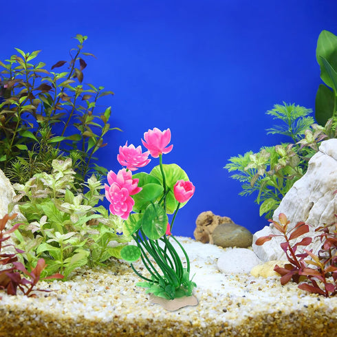 VOCOSTE 1pcs Fish Tank Aquarium Decorations Plants, Mini Aquarium Decorations PE Ceramics Plants for Aquarium Decorations, Pink 8.27"...