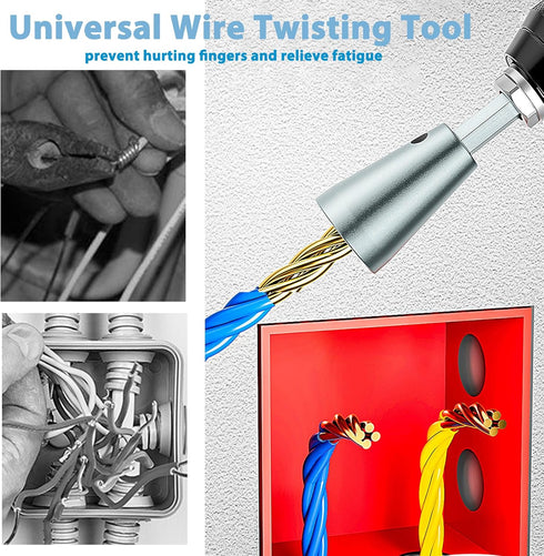 Wire Twister Tool for Drill, 2 PCS Wire Stripper Tool Wire Twister Tool, Electric Wire Twister Tool for Drill, 6mm Hex Shank Cable Quick Stripping...