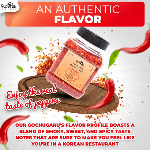 Fusion Select Korean Premium Non-GMO Gluten Free Red Chili Pepper Flakes Powder, Crushed Red Pepper Premium Gochugaru For Kimchi Seasoning, Chicke...