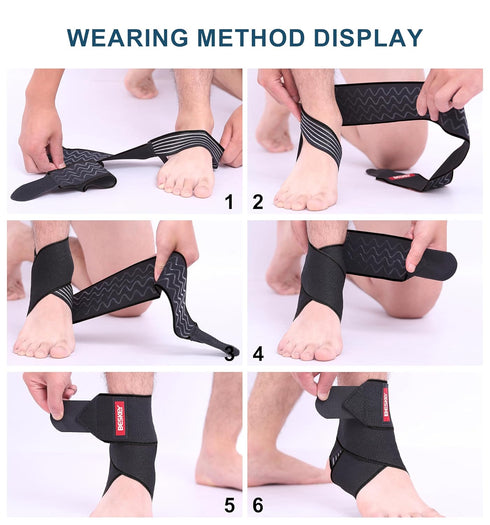 Ankle Brace Support Adjustable Breathable Elastic Nylon Material Fit for Most Size Use for Sports (Black 1pcs)...