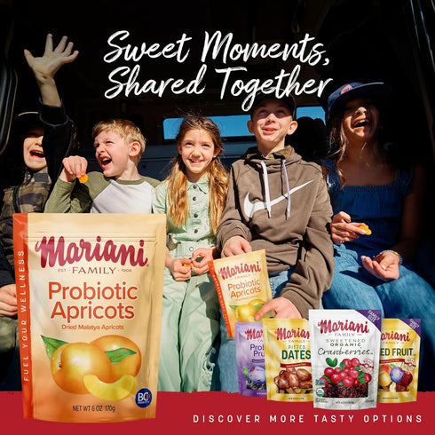 Mariani Probiotic Dried Apricots, 6oz Resealable Bag, Dried Fruit No Sugar Added, Natural Mediterranean Apricots with BC30 Probiotics, Supports Di...