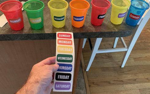 Just Baby'd Sip'n Learn Labels - Learn Days of the Week and Colors of the Rainbow - Weekly Labels for Toddlers - Dual Learning & Education Tool - ...