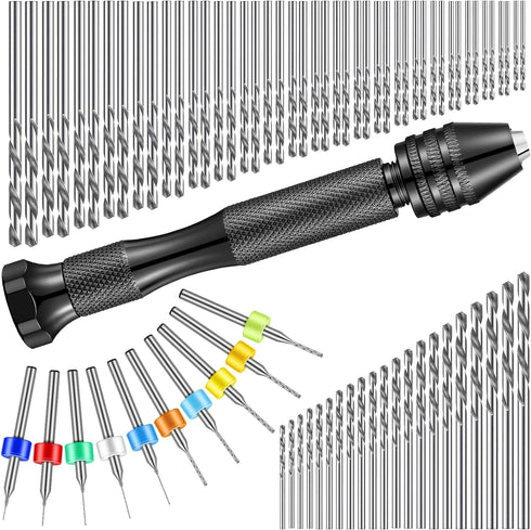 95 Pieces Hand Drill Bits Set, Black Pin Vise Hand Drill, 74 Pieces Micro Twist Drill Bits and 20 Pieces PCB Mini Drill Bits for Resin Polymer Cla...