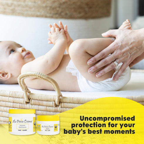 La Petite Creme French Organic Diaper Balm (4 oz) - Healing & Nourishing Diaper Cream - Gentle & Safe Liniment Baby Lotion - USDA Certified Organi...