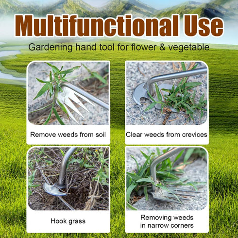 Weeder - Manual Weed Puller Tool, Uprooting Weeding Remover Tool, 4-Claw Steel Head Hand Garden Weeder Tool Easily Remove Weeds for Otted Plants, ...