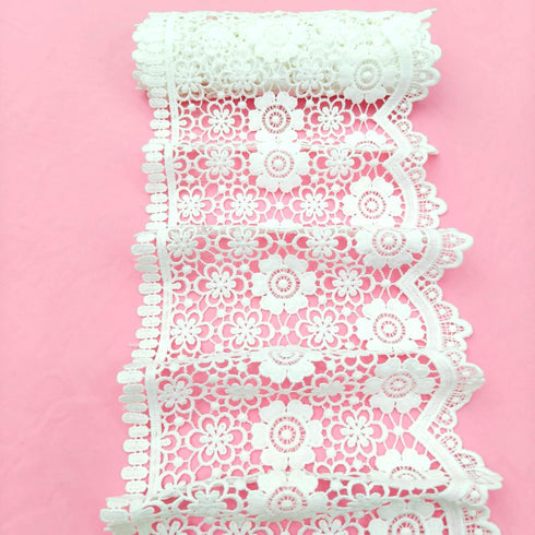 5 Yards White Lace Trim Flower for Sewing 6.5in Width Soft and Comfortable On The Skin Flower Pattern DIY Craft Clothes Edge Trim Ribbon...
