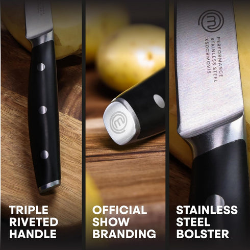 MasterChef Paring Knife 8" with High Carbon Stainless Steel Blade and Triple Riveted Handles, Professional Quality Kitchen Knife for Precision Coo...