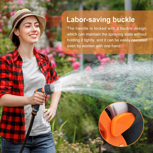 Garden Hose Nozzle, Water Hose Nozzle Spray, Heavy Duty Water Spray Gun High Pressure Washer Sprayer with 8 Patterns, Suitable for Watering Garden...