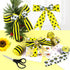 KIMOBER 4 Rolls Bumble Bee Ribbon, Yellow Honeybee Wired Edge Burlap Ribbon for Wreaths,Gift Wrapping,Spring Summer Party Decoration(2.5in × 6.5Ya...