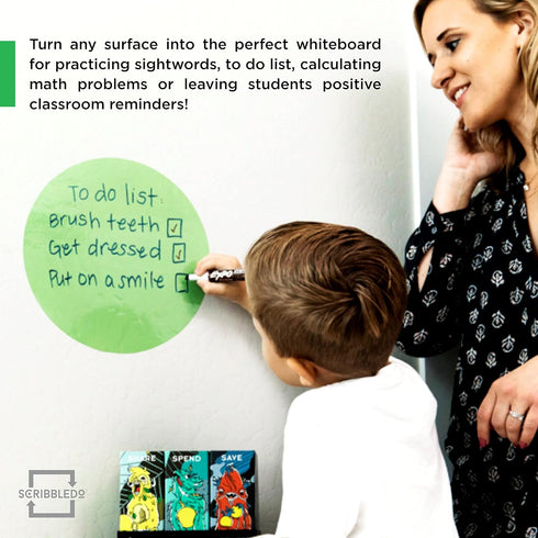 SCRIBBLEDO 8 Pack Dry Erase Dots 11 inch Colorful Dry Erase Circles for Tables Whiteboard Wall Removable Vinyl for School Classroom Teachers Stude...