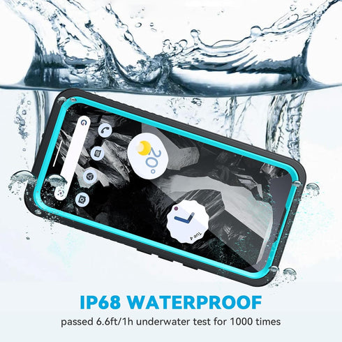Lanhiem for Pixel 8a Case, IP68 Waterproof Dustproof, Built-in Screen Protector, Rugged Full Body Shockproof Phone Case for Google 8a, Aloe Teal...