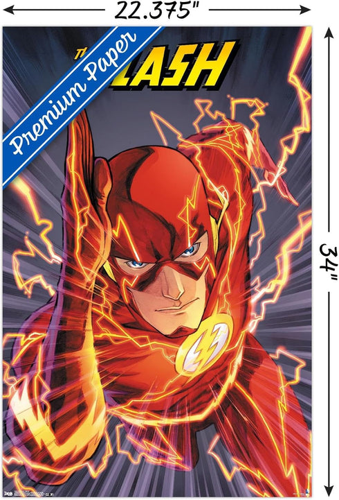 Trends International DC Comics The Flash - Speed Wall Poster, 34L x 22.4W, Premium Poster & Clip Bundle...