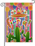 Linen Mexican Fiesta Garden Flag Double Sided Serape Dahlia Decorations Yard Decoration Cactus Avocado Guitar Decor Day of The Dead Dia De Los Mue...