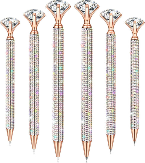 6 Pcs Big Diamond Pens with Crystal Bling Rhinestone Pen Metal Diamond Ballpoint Pens Glitter Wedding Bridal Shower Favors Diamond Black Ink Pens ...